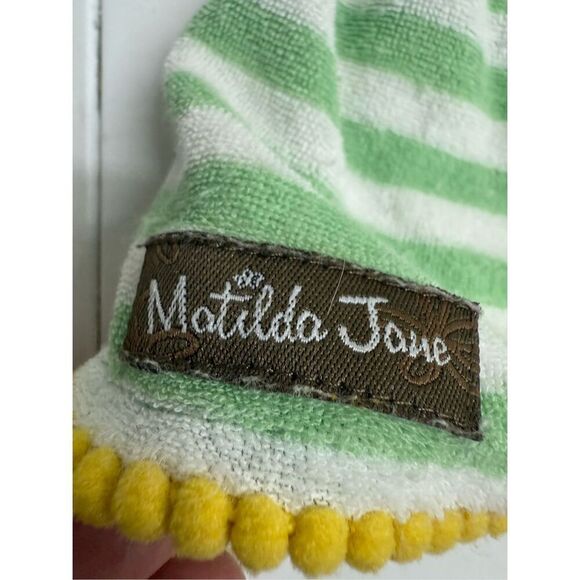 Matilda Jane Terry Cloth Swim Cover Up Girl’s Size 4-6 Green White Striped - Picture 5 of 8